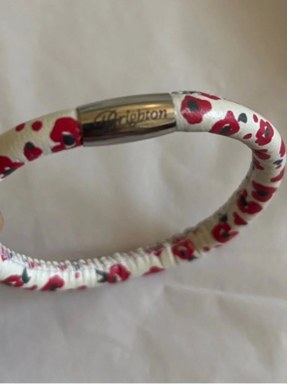 Brighton White and Red Floral Magnetic Bracelet - Used